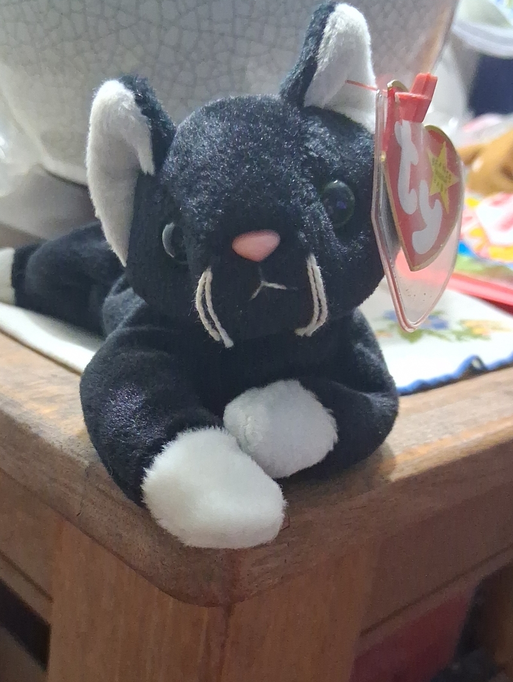 Vintage Ty Beanie Baby ZIP 1993 Black White Cat Plush Collectible